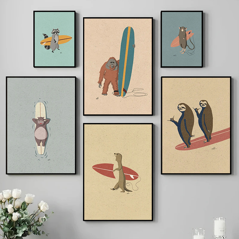 Vintage Cartoon Surfing Animal - đánh giá và giá Photography Duck