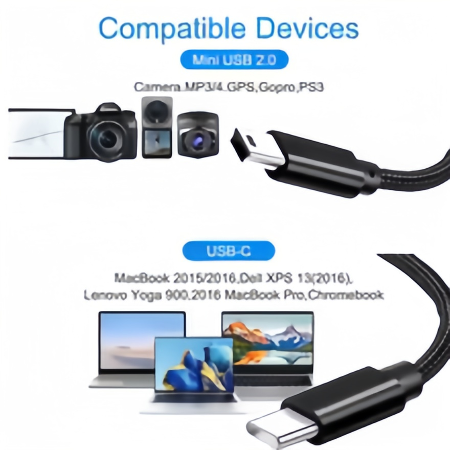 Short USB C to Mini USB Cable- - đánh giá và giá Photograph Mp3