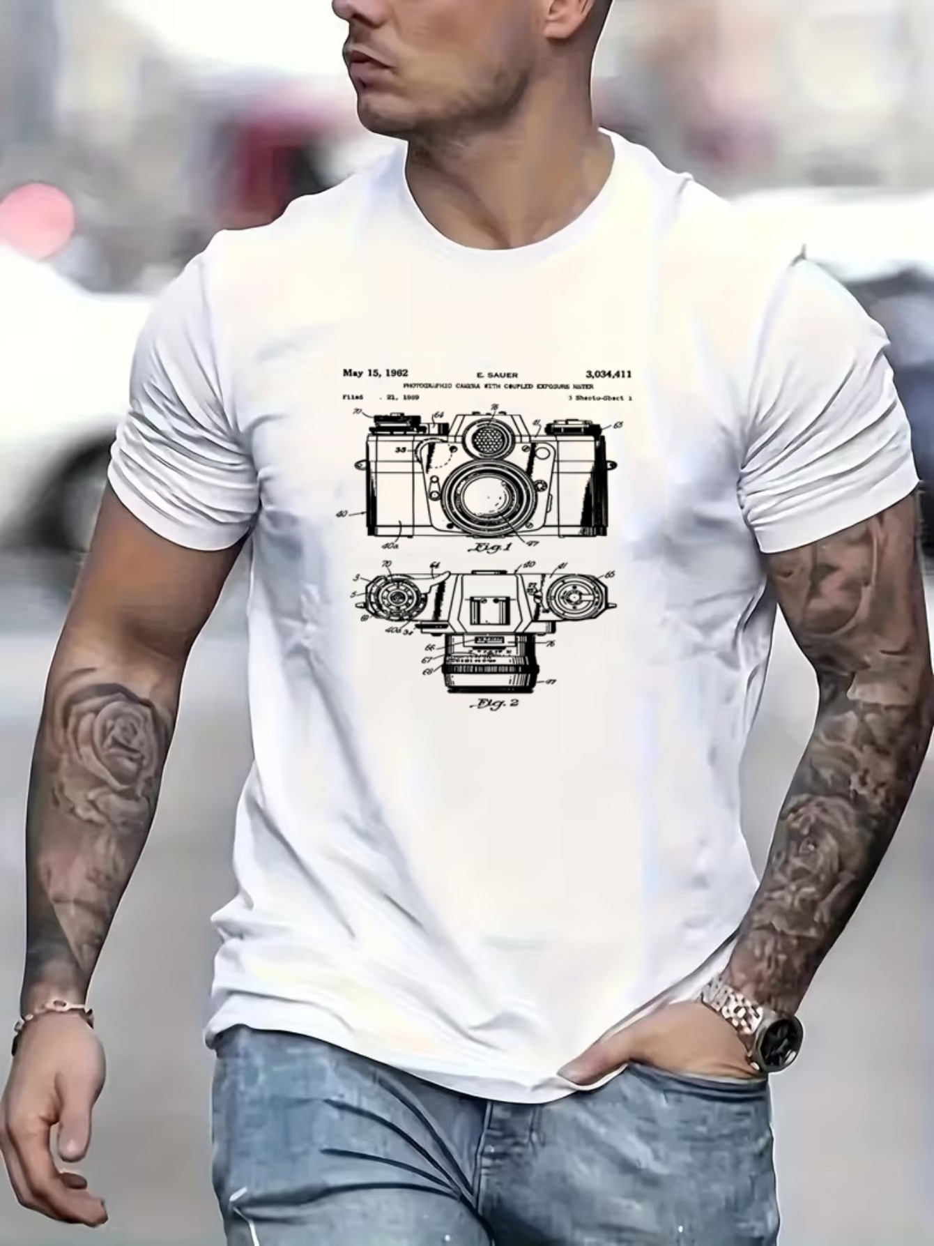 Men's Printed T-Shirt with Cam - đánh giá và giá Photography Sim